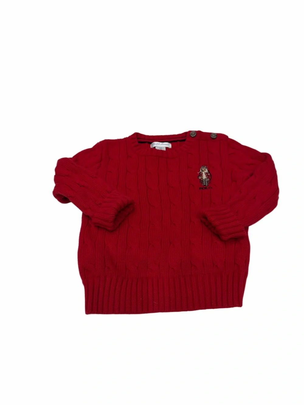 Ralph Lauren Baby Cotton Cable-Knit Sweater Red 12 Month